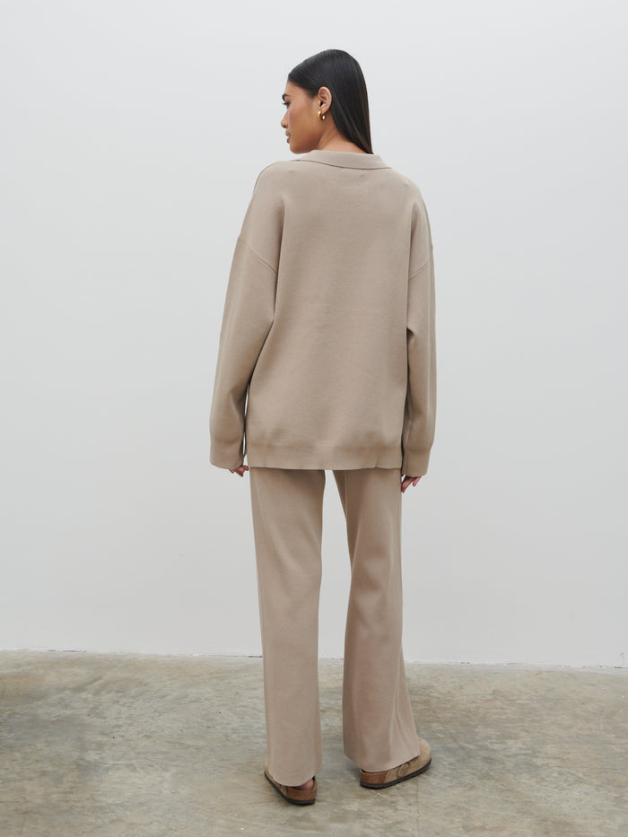 Candy Is 5'6" & Wears Size UK S|Hayden Oversized Knit Jumper - Beige