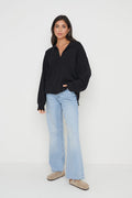 Lygia Is 5'9" & Wears Size UK S|Hayden Oversized Knit Jumper - Black