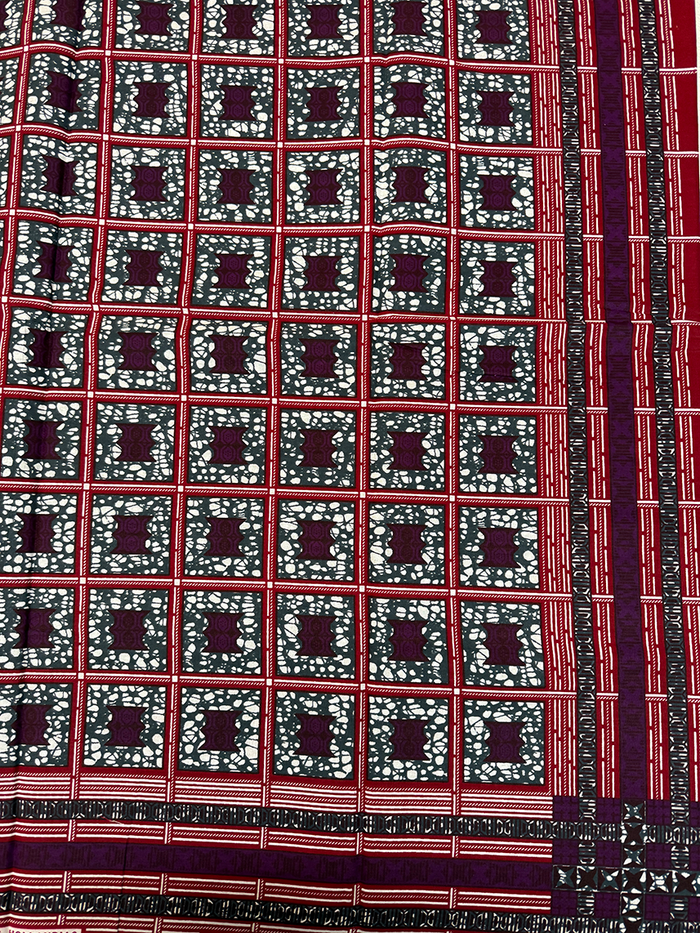 Hitarget Wax Block Print-  Chair Pattern Purple Gray White Red
