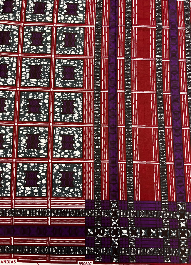 Hitarget Wax Block Print-  Chair Pattern Purple Gray White Red