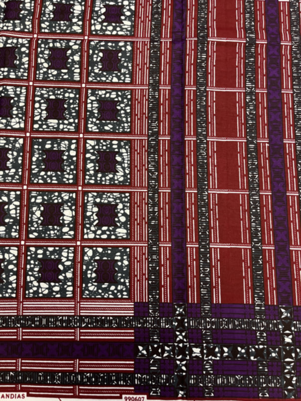 Hitarget Wax Block Print-  Chair Pattern Purple Gray White Red