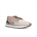 Women’s leather sneakers, blush pink and white uppers with green outsole trim