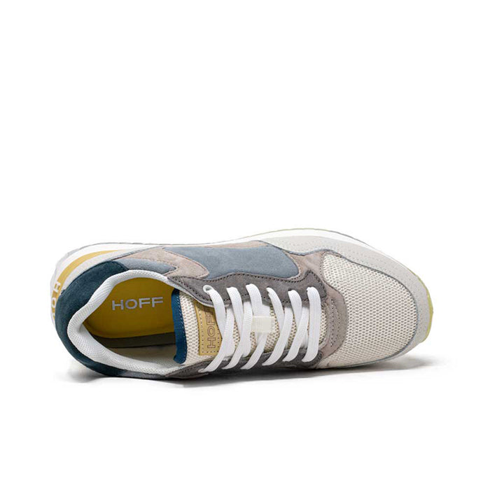 Women’s low-top sneakers, side view with white laces and multicolor interior lining