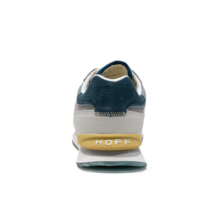 Women’s sneakers, back view with blue suede collar and HOFF heel tab