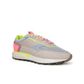 Women's leather sneakers in multicolor with lace-up front and cushioned sole
