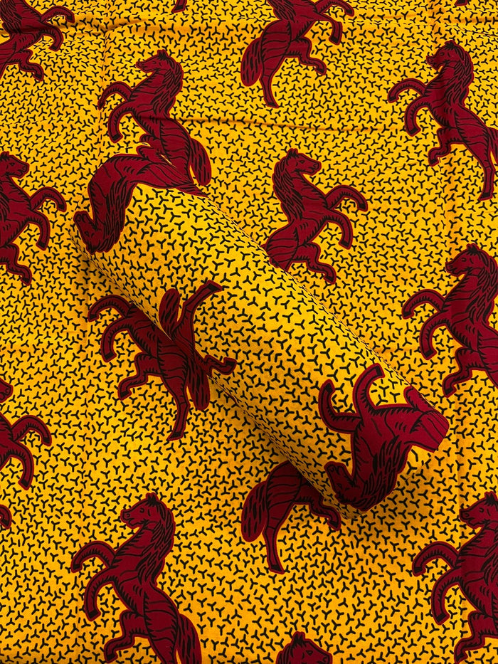 Hollandais Print - Jumping Horse Red, Yellow, Black