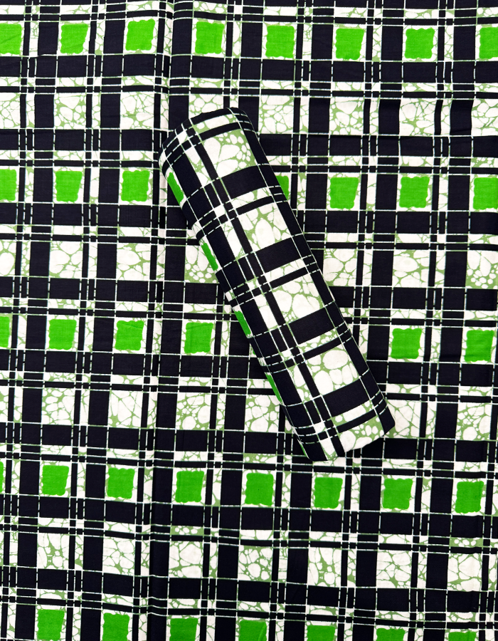 Hollandais Print-Lime-Green, White, Dark-Blue, Black