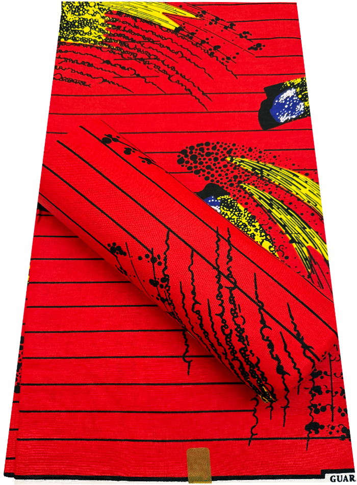 Hollandais Wax Print Fabric Red Yellow Black White and Purple
