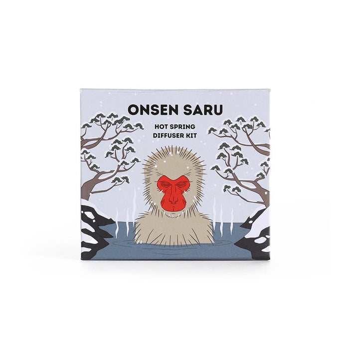 Onsen Saru hot spring diffuser kit packaging with a monkey illustration on a white background