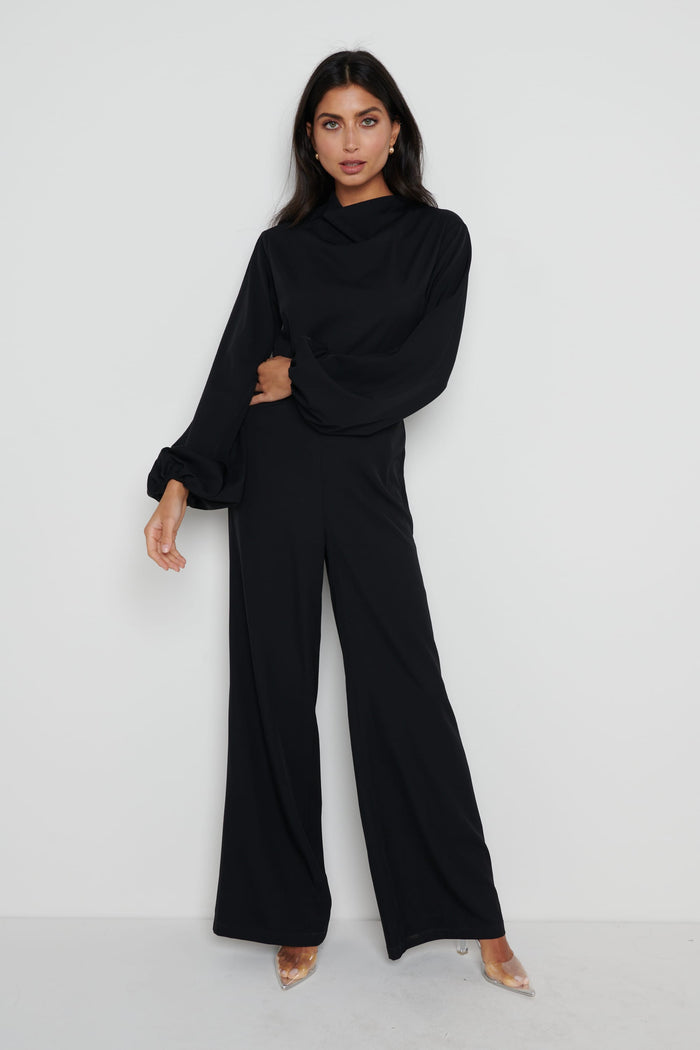 Jemima Balloon Sleeve Jumpsuit - Black
