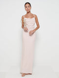 Elissa Is 5'8.5" & Wears Size UK 8|Keisha Cowl Neck Maxi Bridesmaid Dress - Blush