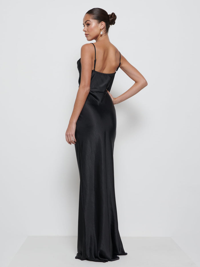 Elissa Is 5'8.5" & Wears Size UK 8|Keisha Maxi Bridesmaid Dress - Matte Black