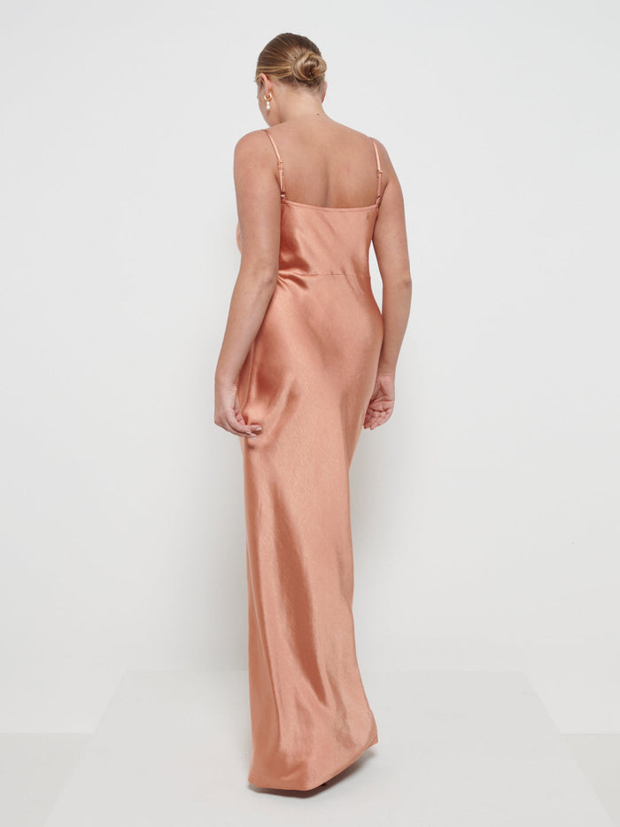 Ayeisha Is 5'9" & Wears Size UK 12|Keisha Maxi Bridesmaid Dress - Matte Cinnamon
