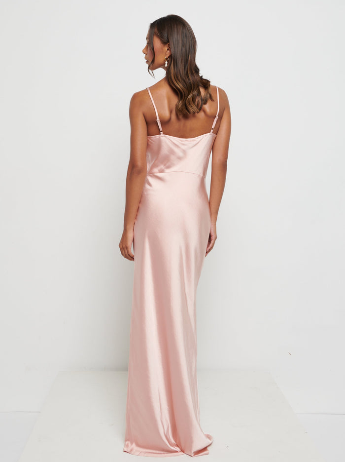 Model Is 5'9" & Wears Size UK 8|Keisha Maxi Bridesmaid Dress - Matte True Blush