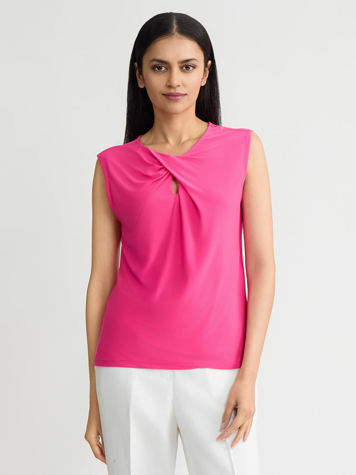 Plus Keyhole Twist Top, Everyday Knit, Pink Perfection | Kasper