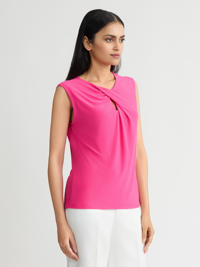 Plus Keyhole Twist Top, Everyday Knit, Pink Perfection | Kasper