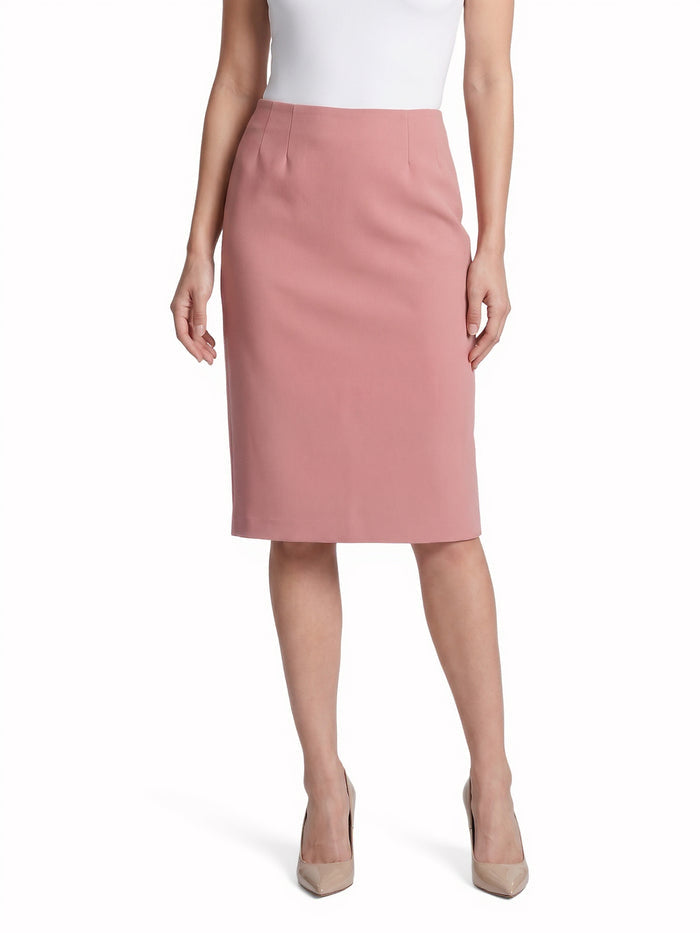 Knee-Length Pencil Skirt, Stretch Crepe, Tearose | Kasper