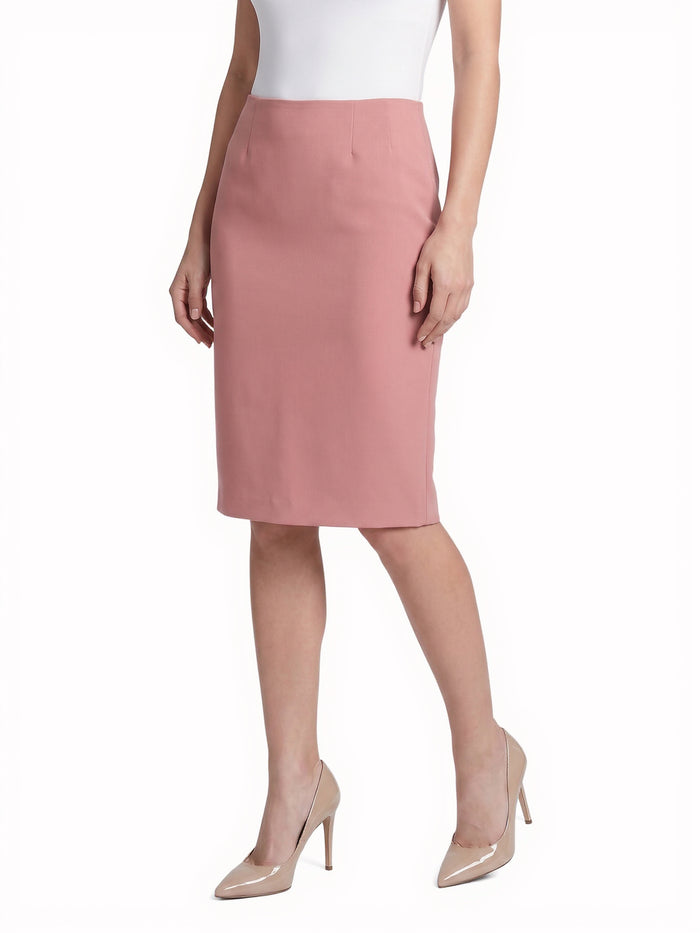 Knee-Length Pencil Skirt, Stretch Crepe, Tearose | Kasper
