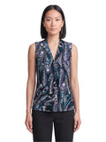 Knot Front Sleeveless Top, Everyday Knit, Black Paisley Multi | Kasper