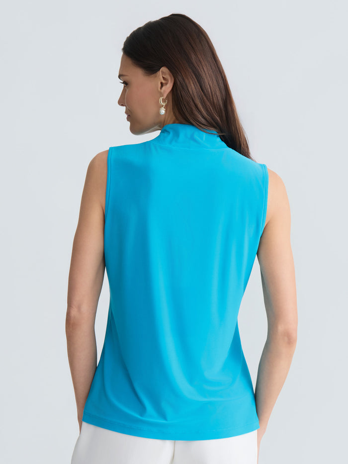 Knot Front Sleeveless Top, Everyday Knit, Bright Azul | Kasper