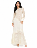 lace-panel long-sleeve evening maxi dress – ALLURE