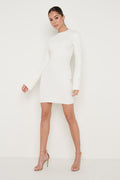 Elissa Is 5'8.5" & Wears Size UK S|Laurel Long Sleeve Knit Mini Dress - Cream