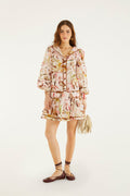 FARM Rio model wearing the Light Pink Equestrian Overlap Buttoned Mini Dress