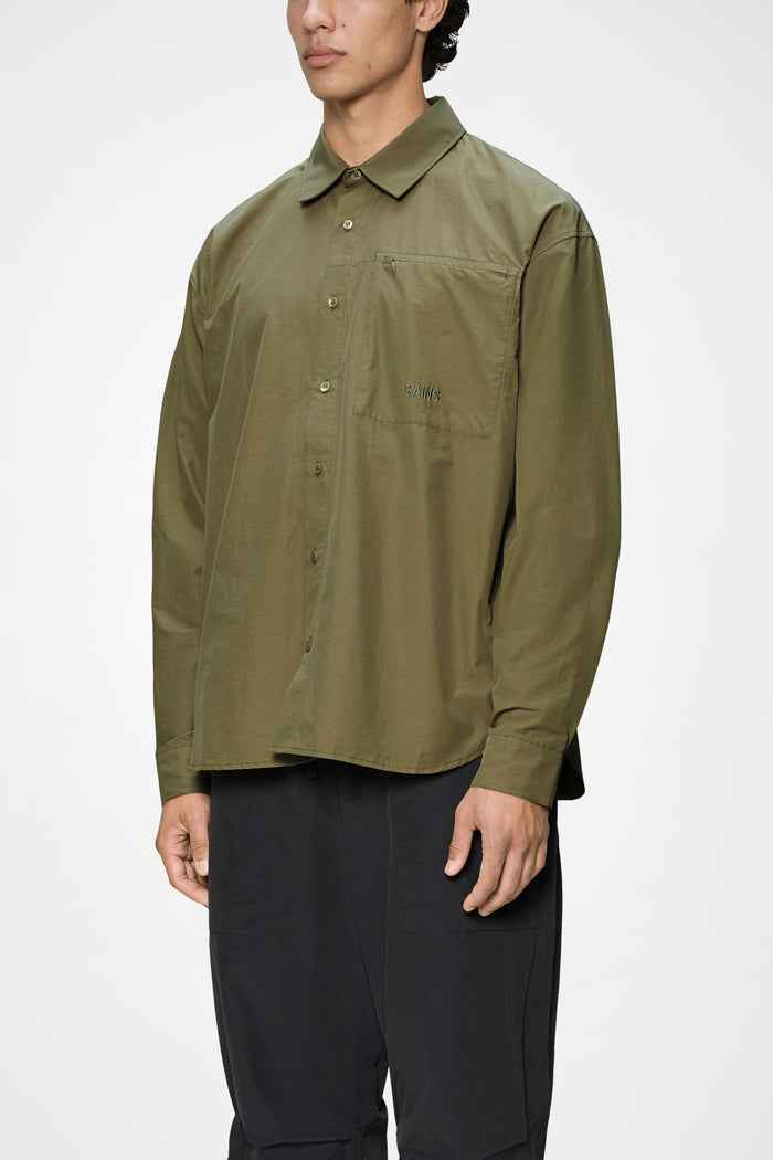 RAINS Light Woven Long Sleeve Shirt Moss Long Sleeve