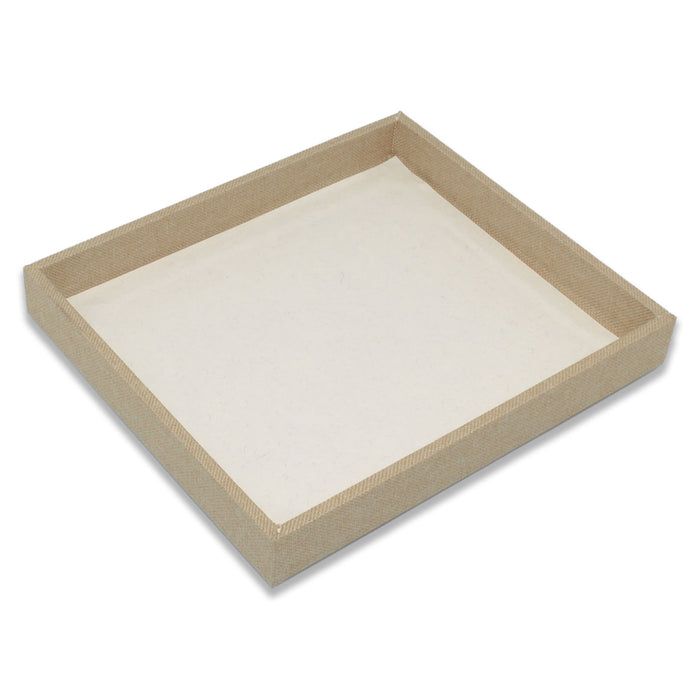 Linen Burlap Wooden Jewelry Display Half Size Tray