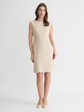 Petite Linen Scallop Hem Sheath Dress, Toasted Wheat/Vanilla Ice | Kasper