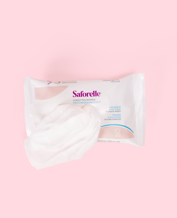 Lingettes Intimes Fraîcheur & Douceur, nettoie, apaise et apporte une sensation de fraicheur, peaux sèches et normales