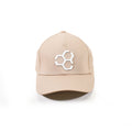 Tan Carbon streetwear baseball cap featuring a white embroidered hexagonal logo centered on a white background.
