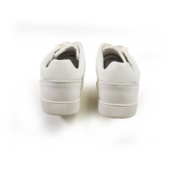 Rear view of Urban Signature Logo Sneakers in white, showing the clean leather heel and textured rubber cupsole.