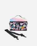 Deux par Deux lunch box in smiley face print (girl), front view