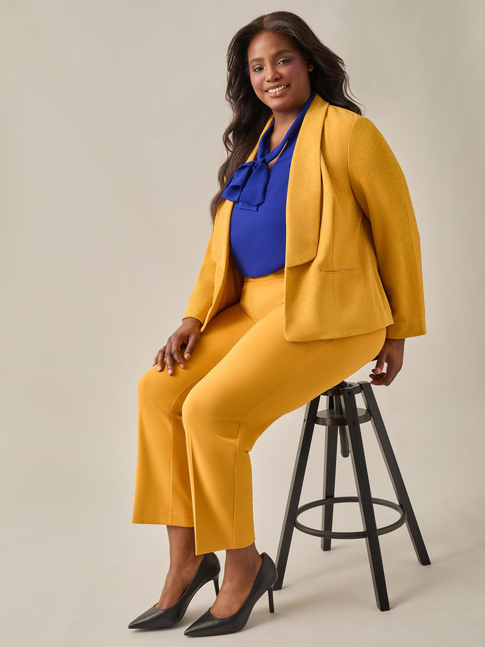 Lurex Knit Shawl Collar Jacket, Gold Signature, Gold Signature | Kasper