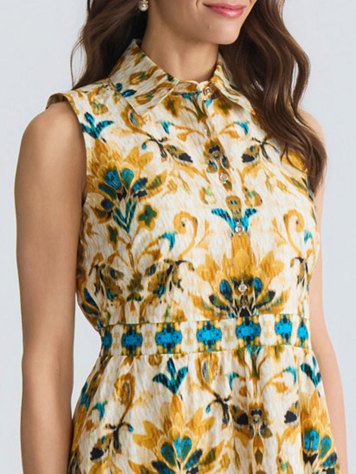 Plus Medallion Printed Midi Dress, Butterscotch Medallion | Kasper