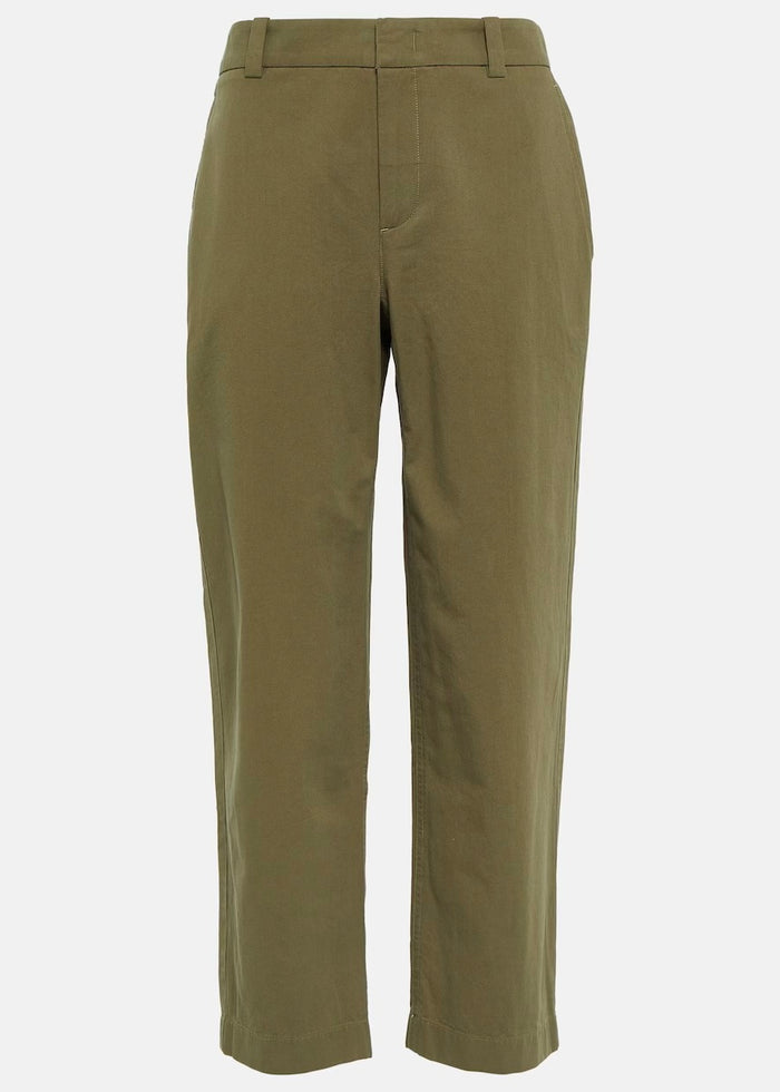 Mid Rise Washed Crop Pant (Olive)