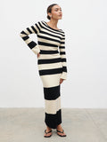 Mila Striped Knit Dress - Black and Beige Stripe