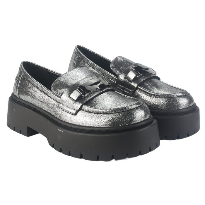 Mocasin Chalada Mujer Lewis-1 Plateado Casual Mocasines Plataforma Chalada
