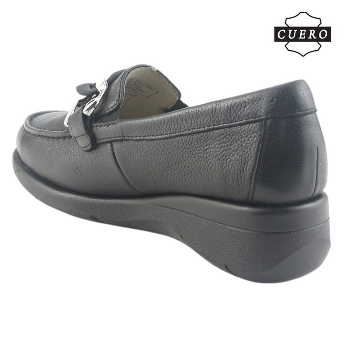 Mocasin de Cuero Chalada Mujer Cala-4 Negro Casual Mocasines Taco Chalada