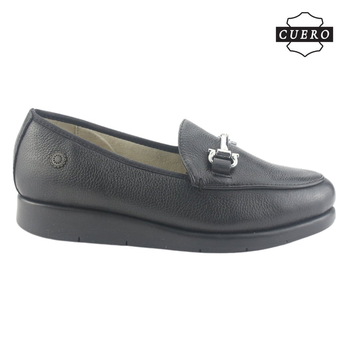 Mocasin de Cuero Chalada Mujer Celsa-1 Negro Casual Mocasines Taco Chalada