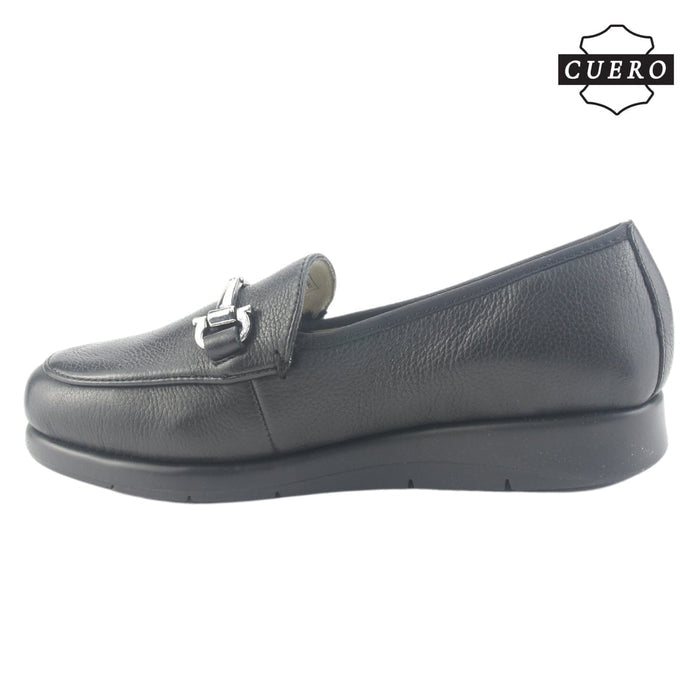 Mocasin de Cuero Chalada Mujer Celsa-1 Negro Casual Mocasines Taco Chalada