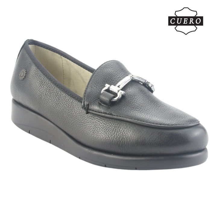 Mocasin de Cuero Chalada Mujer Celsa-1 Negro Casual Mocasines Taco Chalada
