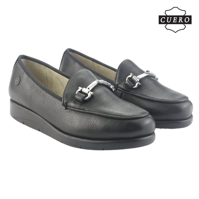 Mocasin de Cuero Chalada Mujer Celsa-1 Negro Casual Mocasines Taco Chalada
