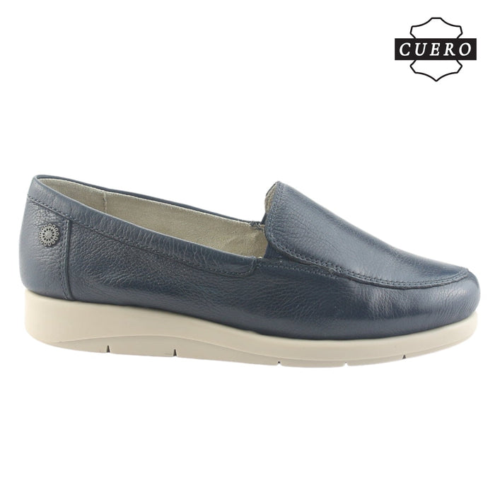Mocasin de Cuero Chalada Mujer Cira-1 Azul Casual Mocasines Taco Chalada