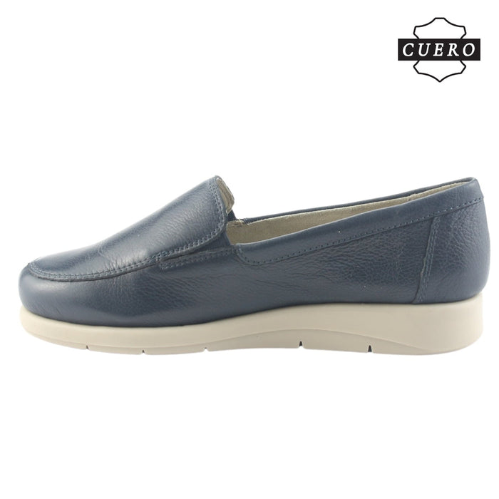 Mocasin de Cuero Chalada Mujer Cira-1 Azul Casual Mocasines Taco Chalada