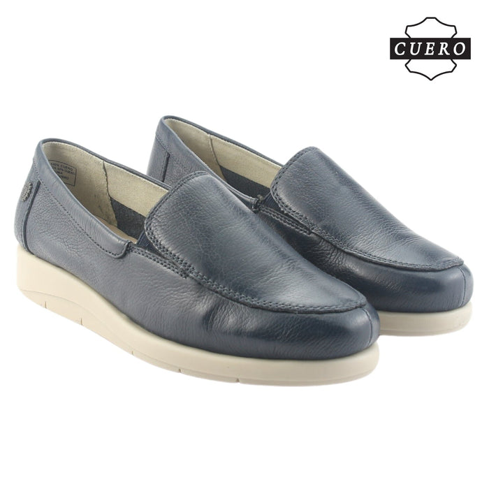 Mocasin de Cuero Chalada Mujer Cira-1 Azul Casual Mocasines Taco Chalada