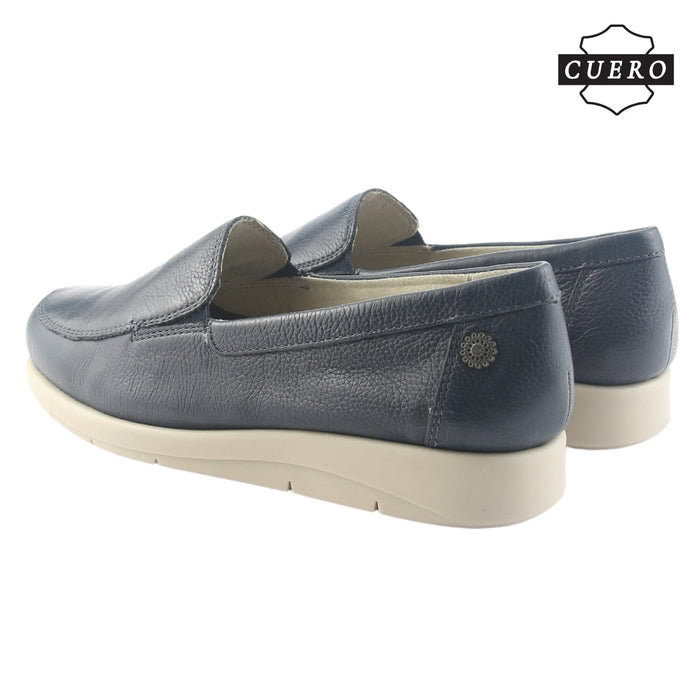 Mocasin de Cuero Chalada Mujer Cira-1 Azul Casual Mocasines Taco Chalada