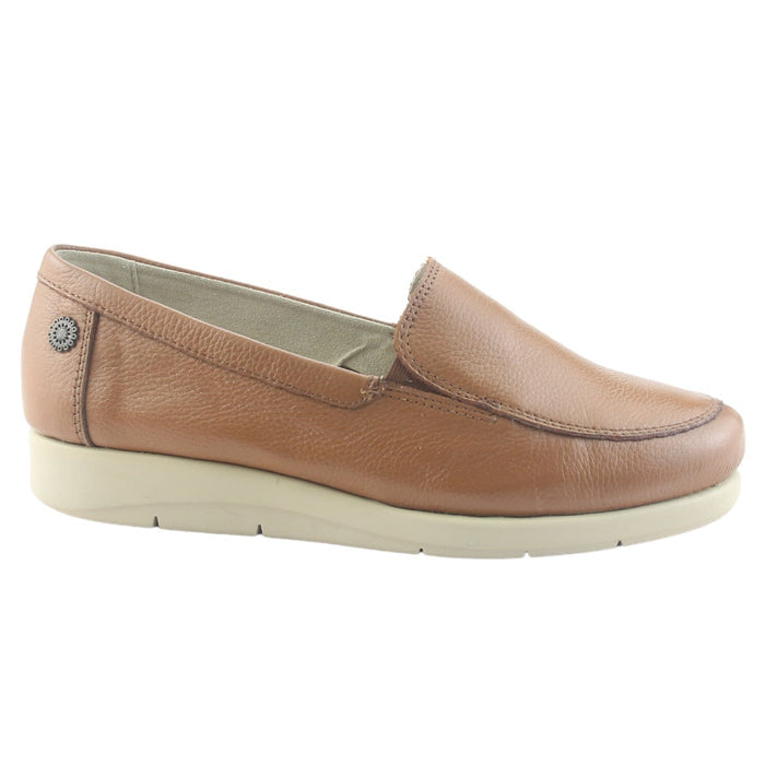 Mocasin de Cuero Chalada Mujer Cira-1 Camel Casual Mocasines Taco Chalada