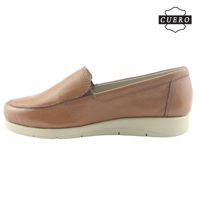 Mocasin de Cuero Chalada Mujer Cira-1 Camel Casual Mocasines Taco Chalada